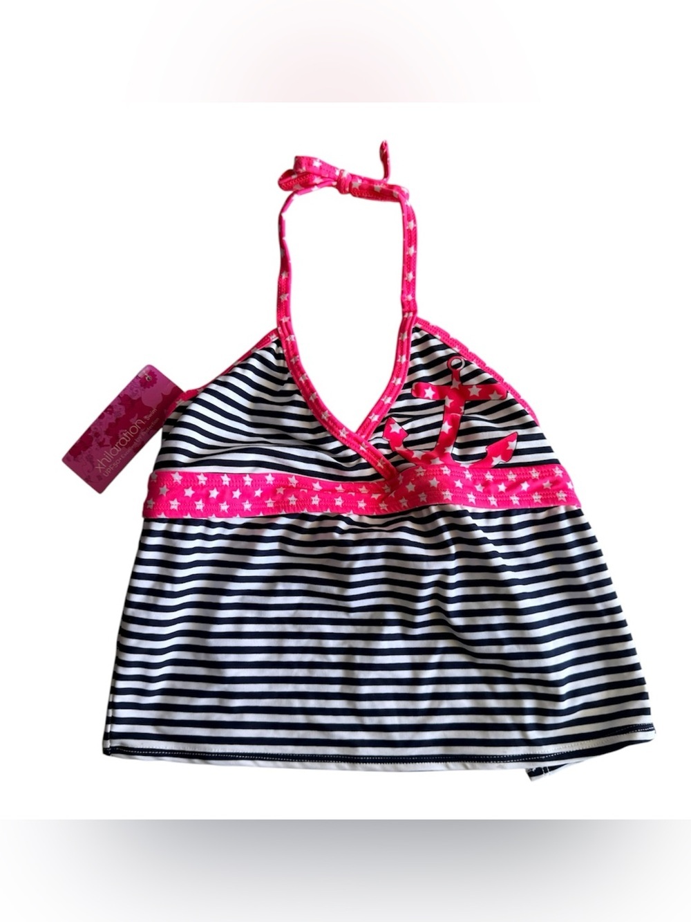 Xhilaration Kids Size M (7/8) Tankini Anchor Nautical Swimsuit Top Striped Stars